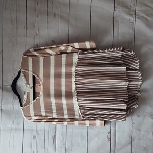 Umgee Striped Flowy Bottom Top